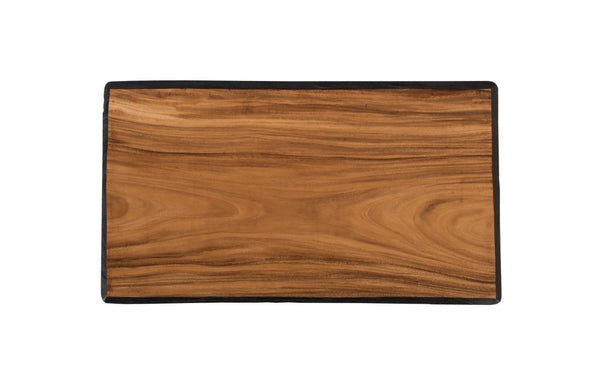 Phillips Collection Layered Chamcha Wood Coffee Table Hand Carved Sides Burnt and Natural Two Tone Finish TH115347