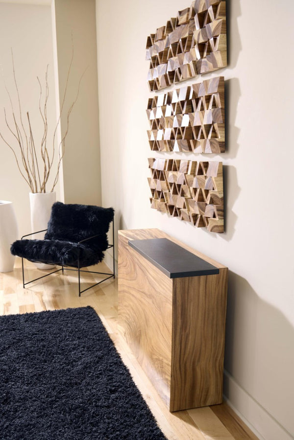 Phillips Collection Plateau Acacia Wood Console Table with Matte Black Shelf for Entryway or Living Room TH115349