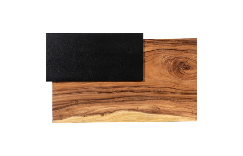 Phillips Collection Plateau Coffee Table – Rustic Acacia Wood Design With Bold Off-centered Shelf For Modern Living Spaces Black,Brown Wood ,Chamcha Wood Th115350