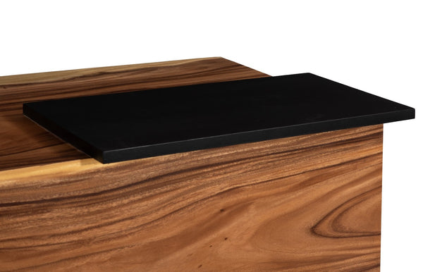 Phillips Collection Plateau Coffee Table – Rustic Acacia Wood Design With Bold Off-centered Shelf For Modern Living Spaces Black,Brown Wood ,Chamcha Wood Th115350