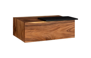 Phillips Collection Plateau Solid Acacia Wood Coffee Table with Asymmetric Shelf for Bohemian Living Rooms TH115350
