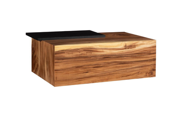 Phillips Collection Plateau Solid Acacia Wood Coffee Table with Asymmetric Shelf for Bohemian Living Rooms TH115350