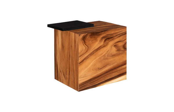 Phillips Collection Plateau Side Table With Shelf - Rustic Acacia Wood Design For Modern Living Spaces, Elegant & Bold Brown,Black Wood ,Chamcha Wood Th115351