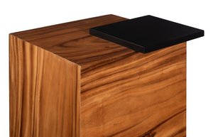 Phillips Collection Plateau Side Table With Shelf - Rustic Acacia Wood Design For Modern Living Spaces, Elegant & Bold Brown,Black Wood ,Chamcha Wood Th115351