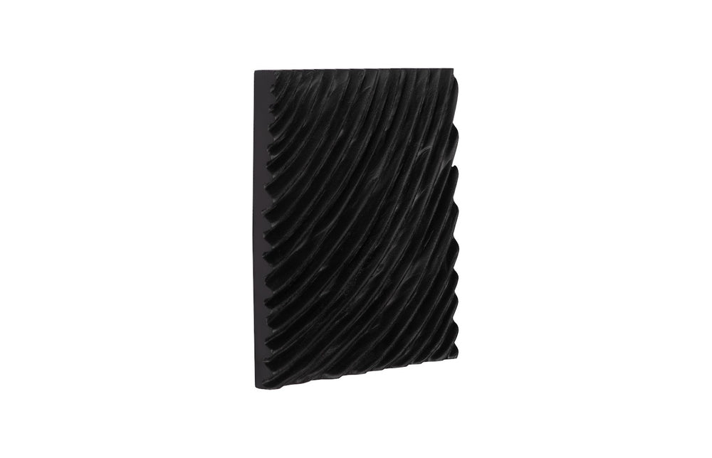 Phillips Collection Carved Wall Tile - Elegant Chamcha Wood Accent for Unique Feature Walls and Stylish Home Decor Black, Curve TH115353