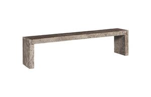 Phillips Collection Straightaway Solid Chamcha Wood Bench with Stone Gray Finish for Modern Entryway TH115357