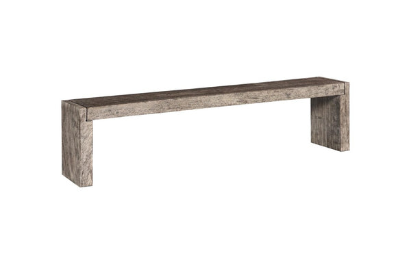 Phillips Collection Straightaway Solid Chamcha Wood Bench with Stone Gray Finish for Modern Entryway TH115357