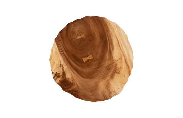 Phillips Collection Indent Sculptural Wooden Side Table – Artisanal Design with Tripod Base for Modern Living Spaces Natural, LG TH115366