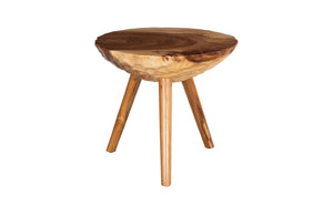 Phillips Collection Indent Sculptural Wooden Side Table – Artisanal Design with Tripod Base for Modern Living Spaces Natural, LG TH115366