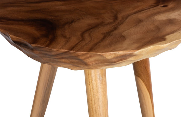 Phillips Collection Indent Sculptural Wooden Side Table – Artisanal Design with Tripod Base for Modern Living Spaces Natural, MD TH115367