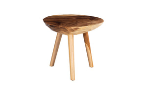Phillips Collection Indent Sculptural Wooden Side Table – Artisanal Design with Tripod Base for Modern Living Spaces Natural, MD TH115367