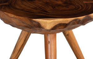 Phillips Collection Indent Sculptural Wooden Side Table – Artisanal Design with Tripod Base for Modern Living Spaces Natural, SM TH115368