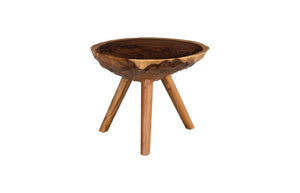 Phillips Collection Indent Chamcha Wood Sculptural Side Table Organic Tripod Base Natural Grain Finish Small TH115368