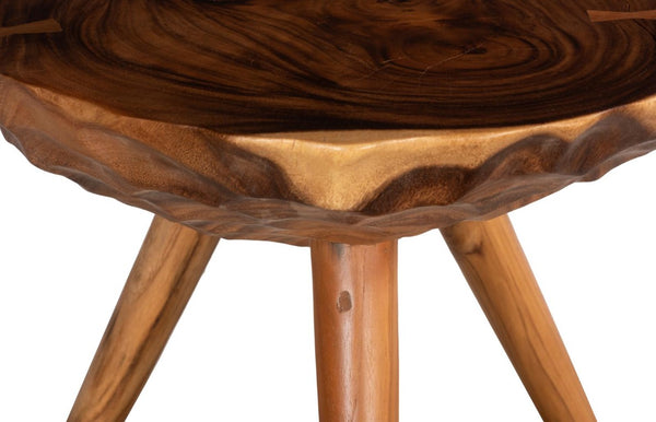 Phillips Collection Indent Chamcha Wood Sculptural Side Table Organic Tripod Base Natural Grain Finish Small TH115368
