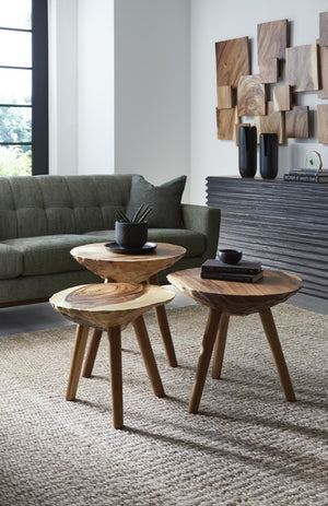 Phillips Collection Indent Chamcha Wood Sculptural Side Table Organic Tripod Base Natural Grain Finish Small TH115368