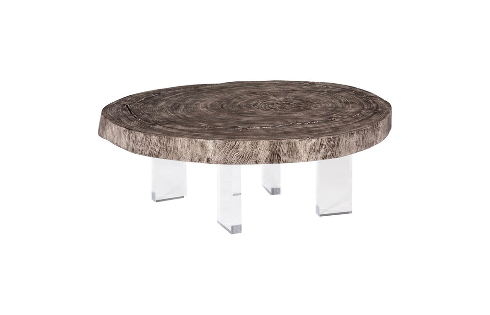 Phillips Collection Floating Large Coffee Table With Modern Iron Legs And Unique Chamcha Wood Grain Design Gray Wood ,Chamcha Wood Th118231