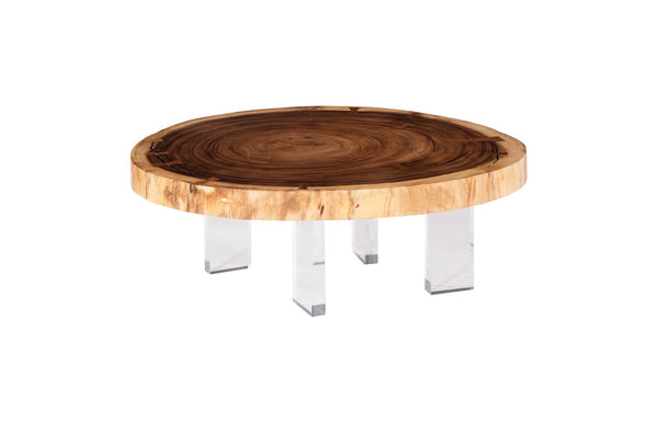 Phillips Collection Floating Coffee Table With Transparent Acrylic Legs - Unique Chamcha Wood Design For Modern Spaces Brown Wood ,Chamcha Wood Th118232