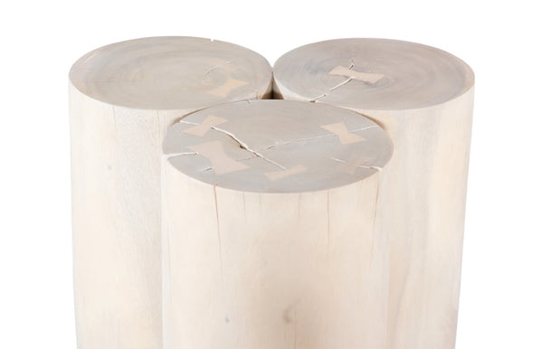 Phillips Collection Triflora Side Table: Sculptural Chamcha Wood Accent for Modern, Rustic, or Transitional Interiors Bleached, Large TH119029