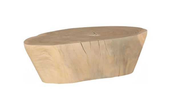 Phillips Collection Lathe Turned Solid Chamcha Wood Coffee Table Sculptural Organic Form for Modern Living Rooms Bleached Large TH119032