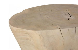Phillips Collection Lathe Turned Solid Chamcha Wood Coffee Table Sculptural Organic Form for Modern Living Rooms Bleached Large TH119032