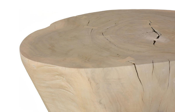 Phillips Collection Lathe Turned Solid Chamcha Wood Coffee Table Sculptural Organic Form for Modern Living Rooms Bleached Large TH119032