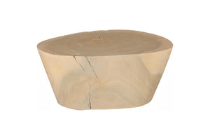 Phillips Collection Lathe Turned Solid Chamcha Wood Coffee Table Sculptural Organic Form for Modern Living Rooms Bleached Small TH119038