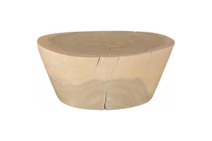 Phillips Collection Lathe Turned Solid Chamcha Wood Coffee Table Sculptural Organic Form for Modern Living Rooms Bleached Small TH119038