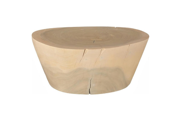 Phillips Collection Lathe Turned Solid Chamcha Wood Coffee Table Sculptural Organic Form for Modern Living Rooms Bleached Small TH119038