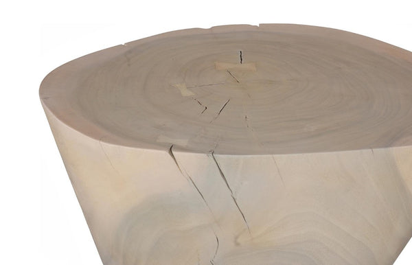 Phillips Collection Lathe Turned Solid Chamcha Wood Coffee Table Sculptural Organic Form for Modern Living Rooms Bleached Small TH119038
