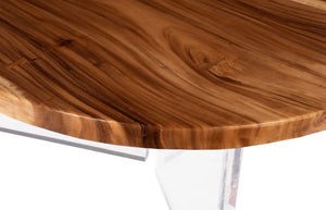 Phillips Collection Floating Round Dining Table with Clear Acrylic Legs – Modern Natural Wood Design for 4-6 Seats TH119068