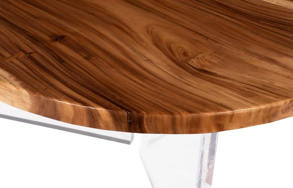 Phillips Collection Floating Round Dining Table with Clear Acrylic Legs – Modern Natural Wood Design for 4-6 Seats TH119068