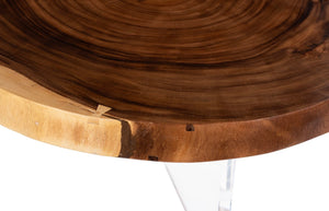 Phillips Collection Floating Round Coffee Table with Acrylic Legs - Modern Chamcha Wood Design for Stylish Living Spaces TH119069