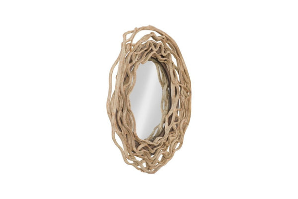 Phillips Collection Circular Vine Frame Wall Mirror Large Sculptural Kiln Dried Wood Bohemian Decor TH120068