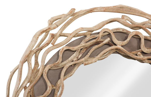 Phillips Collection Circular Vine Frame Wall Mirror Large Sculptural Kiln Dried Wood Bohemian Decor TH120068