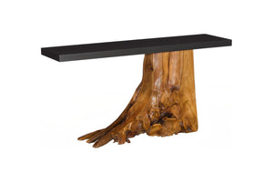 Phillips Collection Plinth Teak Root and Iron Console Table Sculptural Organic Statement for Entryways TH120179
