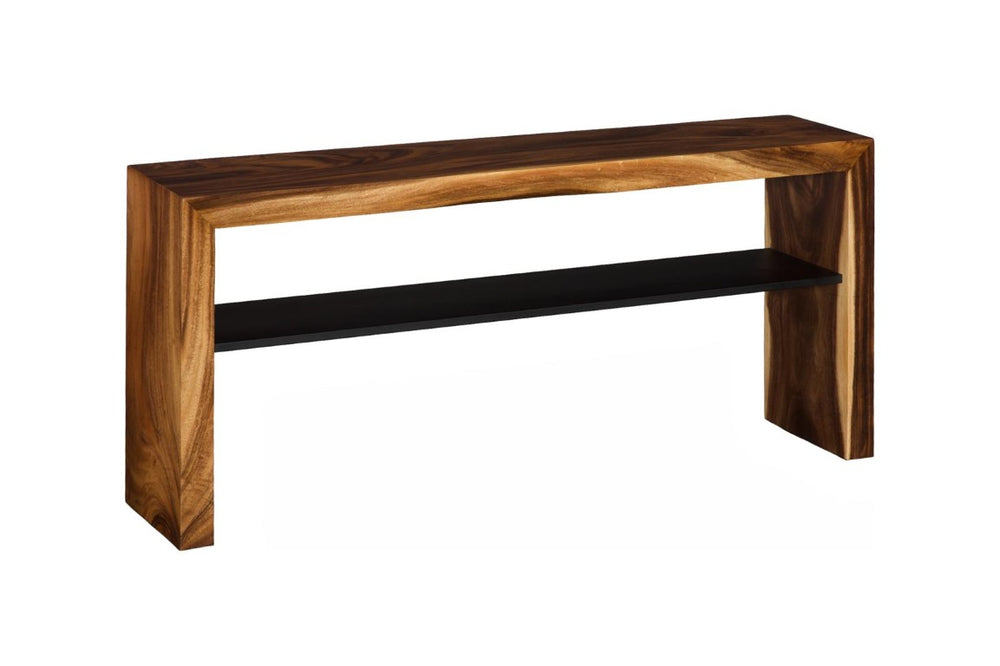 Phillips Collection Waterfall Console Table Solid Chamcha Wood Live Edge Shelf for Entryway or Hallway TH120293