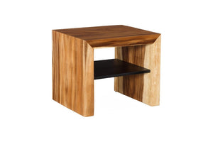 Phillips Collection Waterfall Side Table Solid Chamcha Wood with Metal Shelf Modern Organic Living Room Accent TH120295