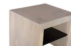 Phillips Collection Waterfall Side Table Solid Chamcha Wood Bleached Finish with Metal Shelf TH120296