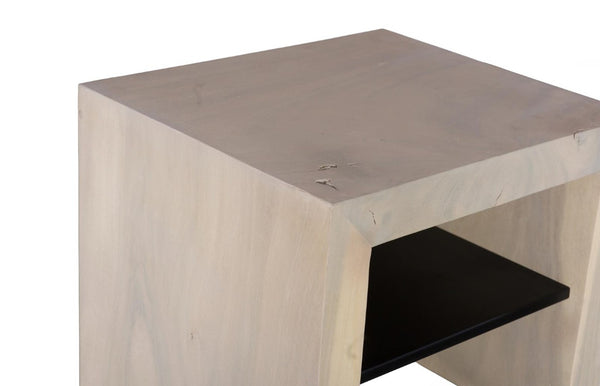 Phillips Collection Waterfall Side Table Solid Chamcha Wood Bleached Finish with Metal Shelf TH120296