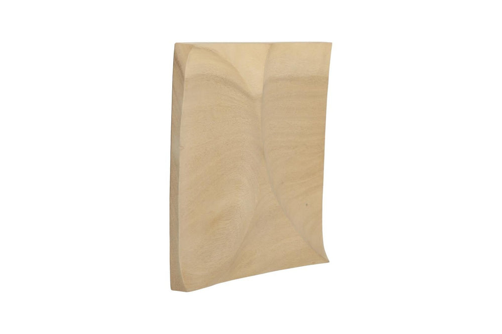 Phillips Collection Curve Solid Wood Hand Carved Wave Relief Wall Tile Bleached Sculptural Accent Panel TH120299