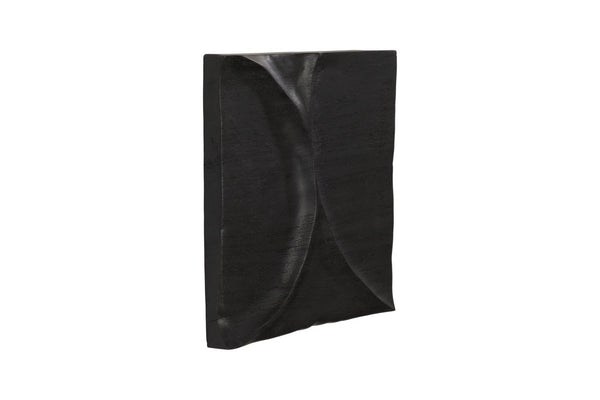 Phillips Collection Curve Sculpted Wood Wall Tile Black Lacquer Wave Relief Art for Modern Interiors TH120300