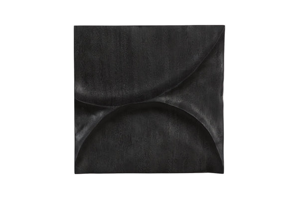 Phillips Collection Curve Sculpted Wood Wall Tile Black Lacquer Wave Relief Art for Modern Interiors TH120300