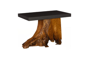 Phillips Collection Plinth Reclaimed Teak Root Side Table with Iron Top Sculptural Living Room Accent TH120947