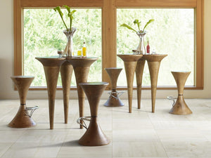 Phillips Collection Marley Sculptural Mango Wood Round Bar Table with Organic Tee Base for Modern Interiors TH56583