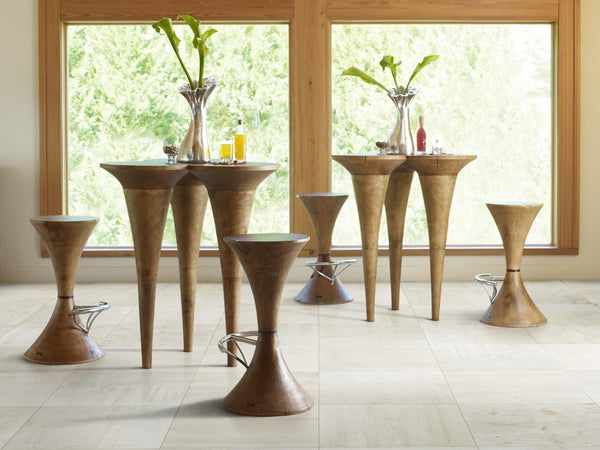 Phillips Collection Marley Sculptural Mango Wood Round Bar Table with Organic Tee Base for Modern Interiors TH56583