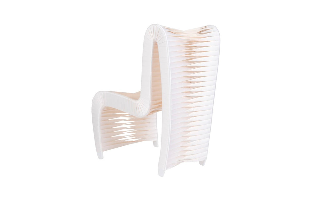 Phillips Collection Seat Belt Dining Chair - Modern Organic Design with Woven Strap Back, Perfect for Any Dining Space High Back, White/Off-White TH59174