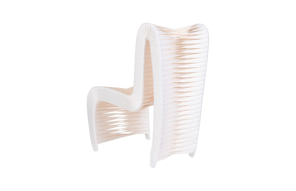 Phillips Collection Seat Belt Dining Chair - Modern Organic Design with Woven Strap Back, Perfect for Any Dining Space High Back, White/Off-White TH59174
