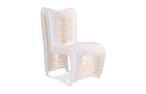 Phillips Collection Seat Belt Dining Chair - Modern Organic Design with Woven Strap Back, Perfect for Any Dining Space High Back, White/Off-White TH59174