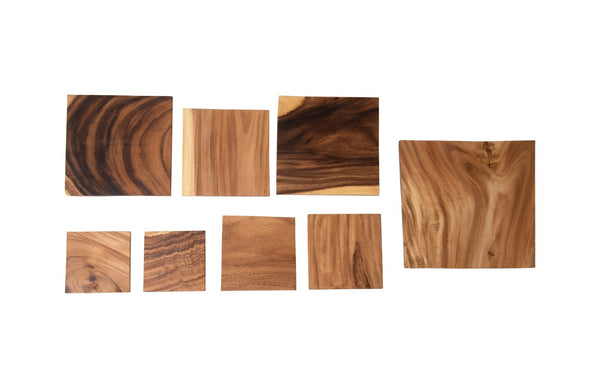 Phillips Collection Square Natural Charm Wall Art Set of 8 - Contemporary Chamcha Wood Tiles for Stylish Decor TH60642