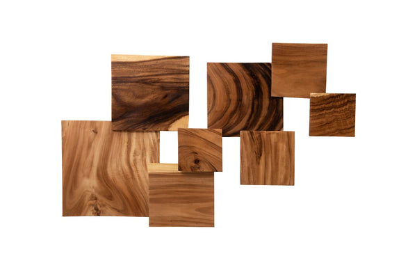 Phillips Collection Square Natural Charm Wall Art Set of 8 - Contemporary Chamcha Wood Tiles for Stylish Decor TH60642